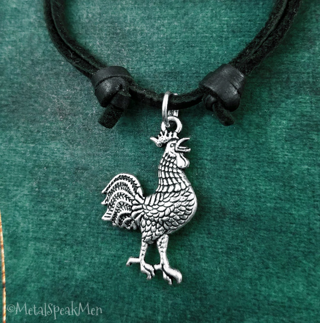 Rooster Necklace Rooster Charm Necklace Rooster Jewelry Cord Necklace