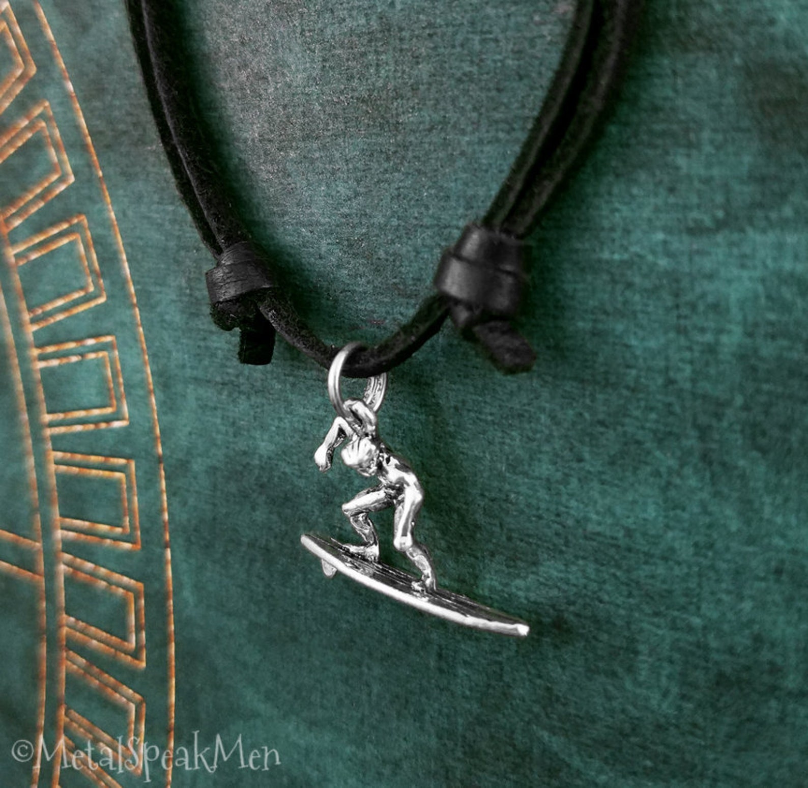 Surfer Necklace Surfboard Necklace Surfing Jewelry Cord Etsy