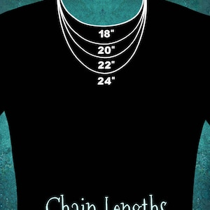May include: Diagram showing different chain lengths for necklaces, with options for 18 inches, 20 inches, 22 inches, and 24 inches.