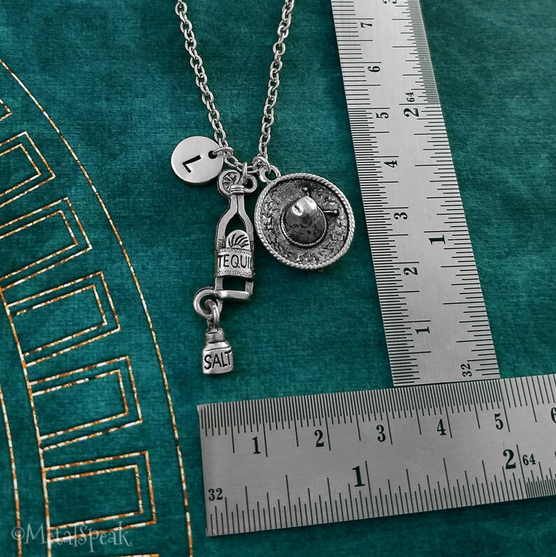 Tequila Necklace SMALL Tequila Charm Alcohol Jewelry Sombrero Etsy
