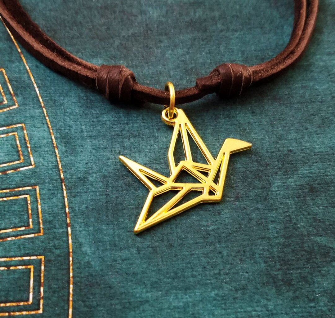 Paper Crane Necklace Paper Crane Jewelry Gift Geometric Charm Etsy