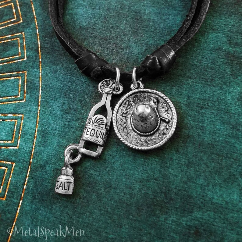Tequila Necklace SMALL Tequila Charm Alcohol Jewelry Sombrero Etsy