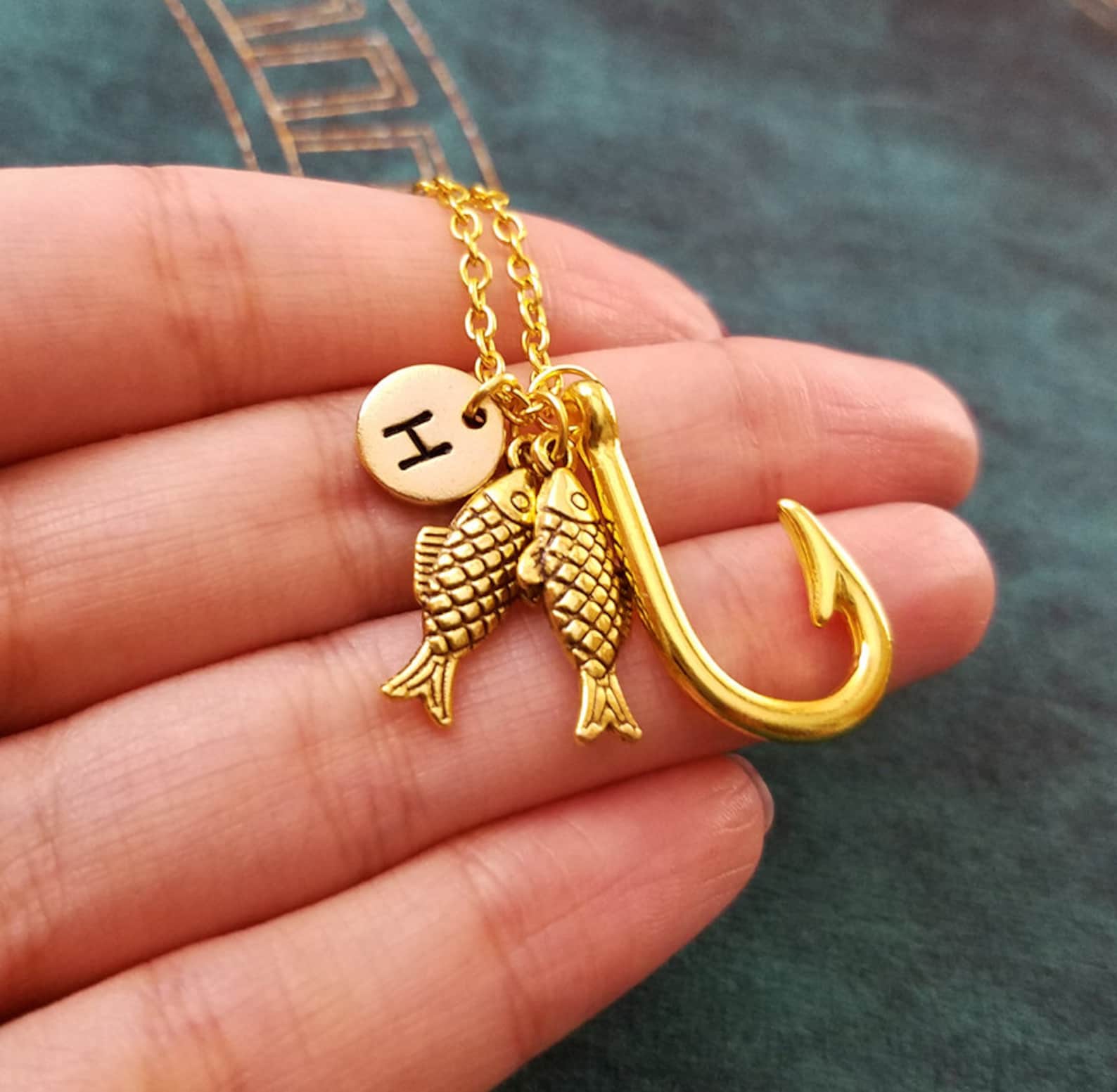 Fish Hook Necklace Fishhook Necklace Fishing Gift Fish Etsy