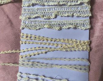 5 1800s  lace trim Valennciene antique insertion 4 yards Novelty braid tape lace making Battenberg doilies narrow