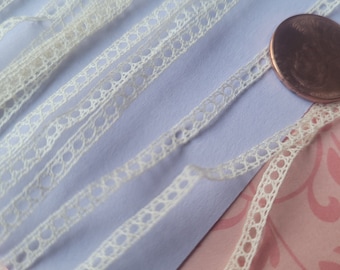 Tiny vintage French Battenberg tape Valennciene Lace trim Victorian pillows BY THE YARD dolls 1/8" narrow
