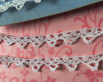 Tiny picoted .5" Antique Crocheted lace  trim Victorian vintage narrow edging 3 yards dolls hand made
