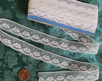 Ribete de encaje francés Val Valenciennes para cojines y muñecas victorianas vintage, 4 yardas de algodón