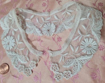 Cuello infantil de 14" con ribete SHIFFLI vintage, borde victoriano bordado a MANO