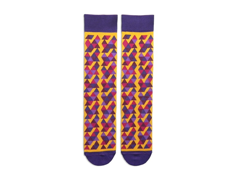 Chaussettes TRIANGLES VIOLET MOUTARDE I Chaussettes hipster colorées uniques ou prune cool mariage marié garçons d'honneur chaussettes socken calcetines chaussettes skarpety image 3