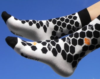 LET IT BEE chaussettes géométriques uniques I cadeau cool pour hommes et femmes I chaussettes pour hommes drôles I chaussettes de marié de mariage I socken I chaussettes skarpetki