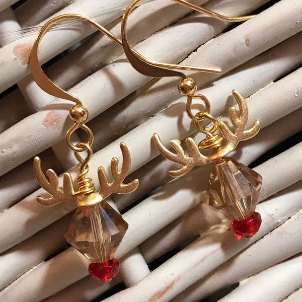 crystal reindeer earrings