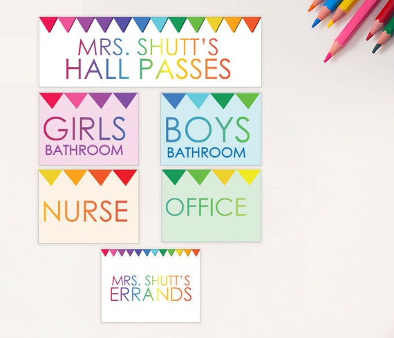 student hall passes printable customized girls boys nurse etsy hall passes printable