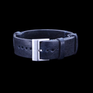 Handmade Vintage 407 (Navy Blue) Leather Watch Strap (NAT2), Italian Veg Tanned