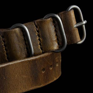 Handmade Military 102 Leather Watch Strap 3-Ring, Italian Veg Tanned image 2