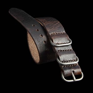 Handmade Military 103 (Camouflage) Leather Watch Strap (3-Ring Style), Italian Veg Tanned