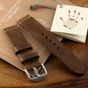 Correa de cuero italiano para Apple Watch hecha a mano: marrón vintage