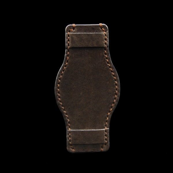 Bund Pad en cuir fait à la main (Style II) vintage 404, italien Veg Tanned (Dark Lava Brown)