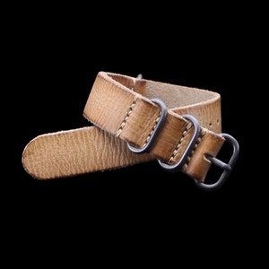 Handmade Distressed S101 Leather Watch Strap, 4-Ring Style, Italian Veg Tanned