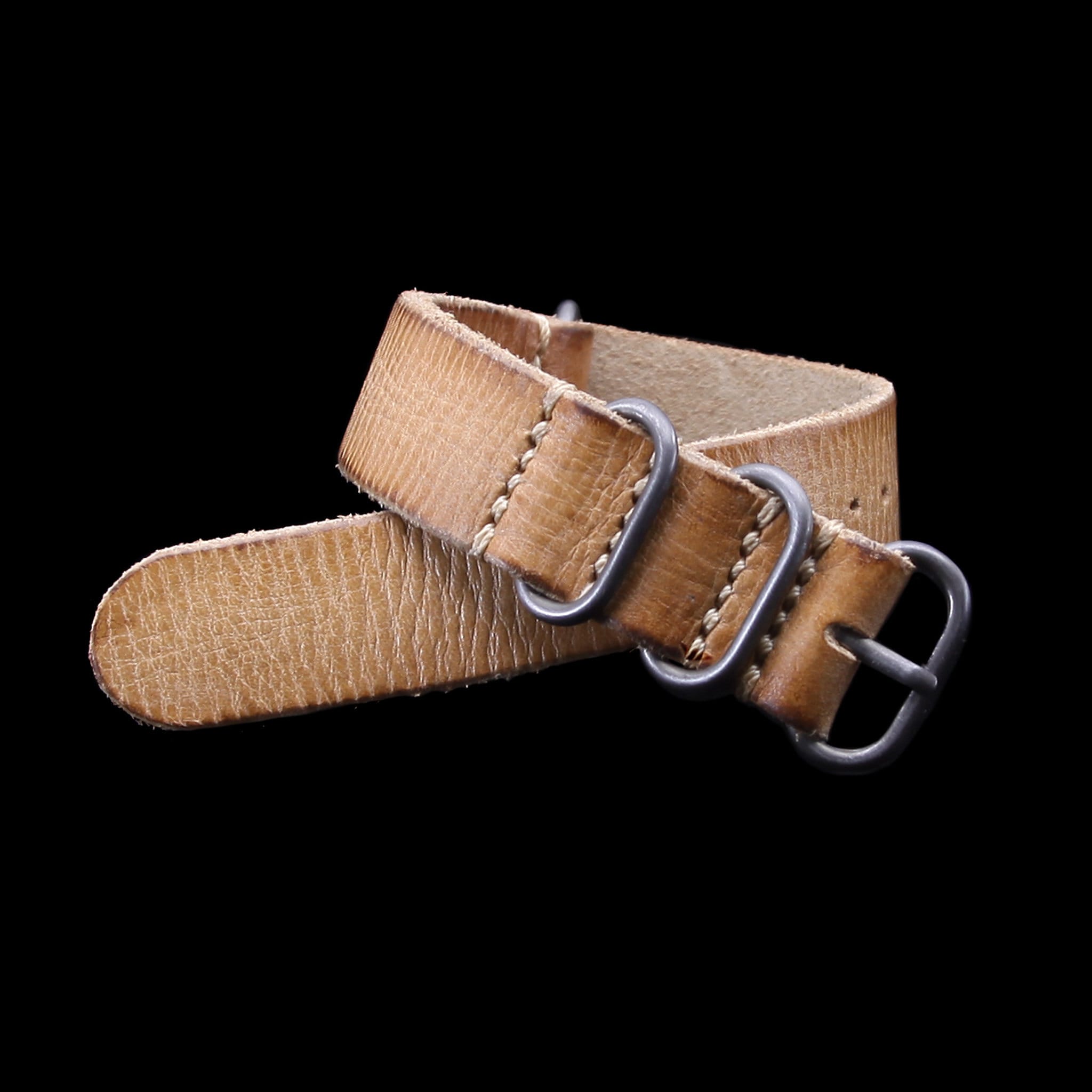 Handmade Distressed S101 Leather Watch Strap, 4-Ring Style, Italian Veg Tanned