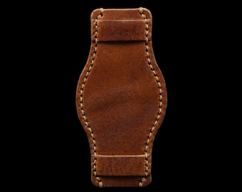 Handmade Italian Leather Bund Pad: Tan Brown Watch Strap