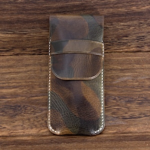 Handmade Military 107 Camouflage Leather Watch Pouch, Italian Veg Tanned