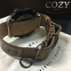 Handmade Military 102 Leather Watch Strap 3-Ring, Italian Veg Tanned image 5