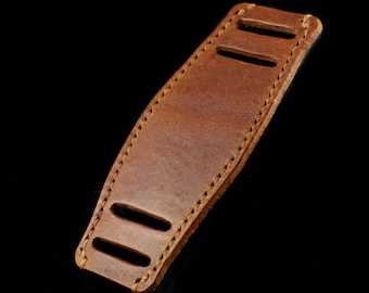 Handmade Leather Bund Pad, Vintage 403 , Italian Veg Tanned (Tan Brown with Orange Hue)