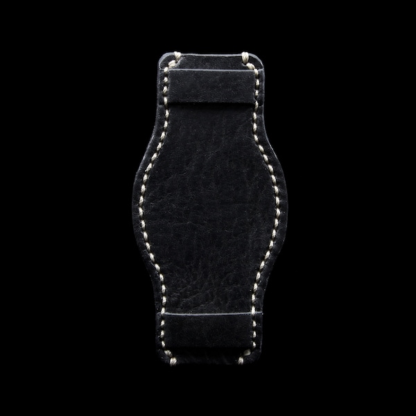 Handmade Leather Bund Pad (Style II) Vintage Nero, Italian Veg Tanned (Black)