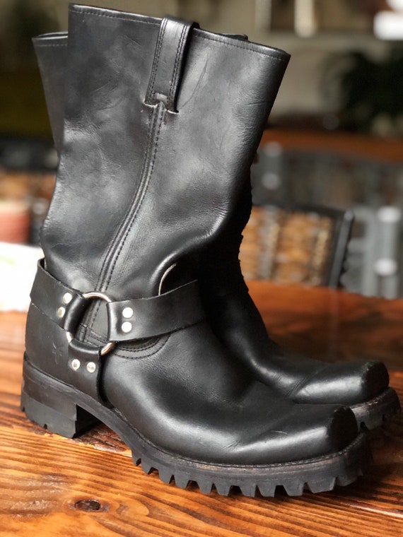 Vintage Frye Black Rugged Leather 