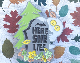 Here She Lies - Glowing Ghost Enamel Pin