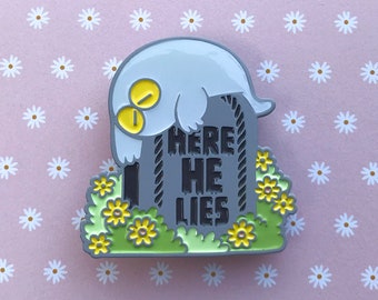 Here He Lies - Glowing Ghost Enamel Pin