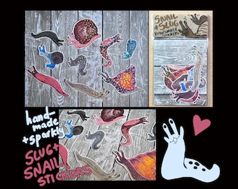 Handmade Sticker Set: Snails n’ Slugs