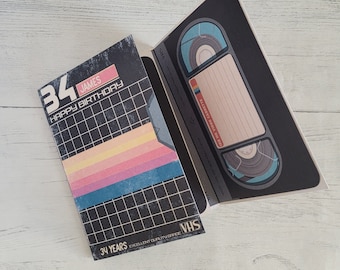 Personalised Video Cassette Birthday Card, Husband birthday card  80s, VHS tape Card, Film lover card, Eighties Nineties Birthday Card