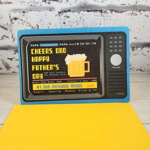 Tarjeta personalizada del Día del Padre con TV retro, tarjeta de hijo, tarjeta para papá, tarjeta del Día del Padre, tarjeta de Feliz Día del Padre, tarjeta única para papá