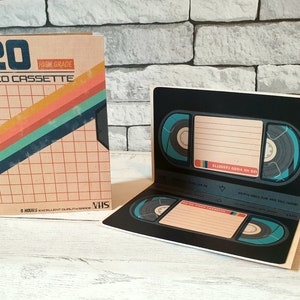 Cartão de videocassete em branco, anos 80, 90, cartão de filme, cartão de fita VHS, cartão para amantes de cinema