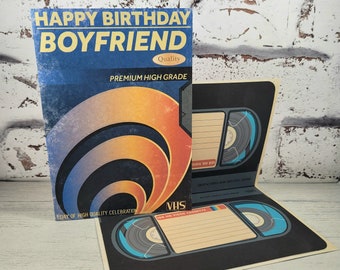 Boyfriend Birthday Card, Any Age birthday card  80s, VHS tape Card, Eighties Birthday Card, Card for Him,  Novelty Video Cassette Cover Card