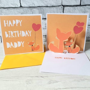 Happy Birthday Daddy Card, Fox Birthday Card, From Daughter Card, From Son Card, Father Birthday Card, Personalised Dad Card, Popup Card
