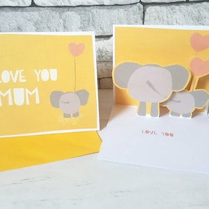Liebe Dich Mama Karte, Baby Elefant Karte, Popup Karte, Einzigartige Mama Karte, Mama Geburtstagskarte, Mama Liebeskarte