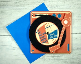 Retro Record Player Father's Day Card, 60s Style