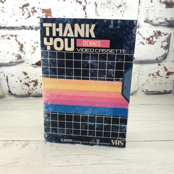 Personalised Video Cassette Thank You Card, 80s, 90s, VHS tape Card, Film lover card, Eighties Nineties