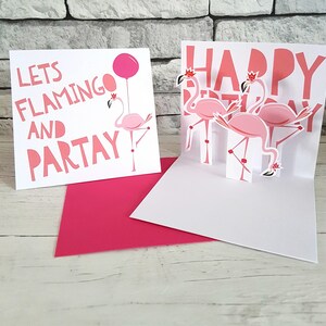 Flamingo verjaardagskaart, roze Flamingo kaart, verjaardagskaarten voor haar, Popup Flamingo kaart, vriend verjaardagskaart