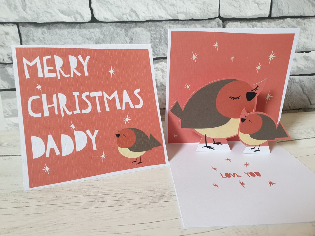 Merry Christmas Daddy Card Dad Christmas Card Robin Popup - Etsy UK