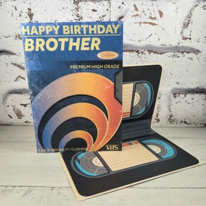 Carte d'anniversaire frère cassette vidéo, pour lui, carte d'anniversaire des années 80, carte de bande VHS, carte d'anniversaire meilleur frère, carte d'anniversaire des années 90