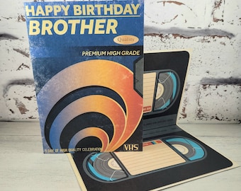 Retro VHS Tape Brother Birthday Card: 90s Nostalgia
