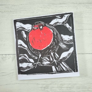 Handgemachte Weihnachtskarte, Linolschnitt Weihnachtskarte, Rotkehlchen Weihnachtskarte, Winter Weihnachtskarten, 4er Pack Weihnachtskarten, Linoldruck Karte