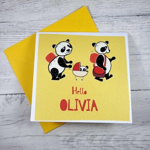 Tarjeta personalizada de Hola Nuevo Bebé, Tarjeta de Nuevos Padres, Tarjeta de Nueva Llegada, Tarjeta de Bienvenida al Bebé, Felicitaciones del Bebé, Tarjeta de Baby Shower, Tarjeta Panda