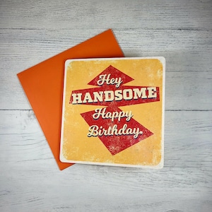 Cartão de feliz aniversário vintage, lindo, marido, namorado, parceiro, presente de aniversário retrô, cartão de aniversário para ele