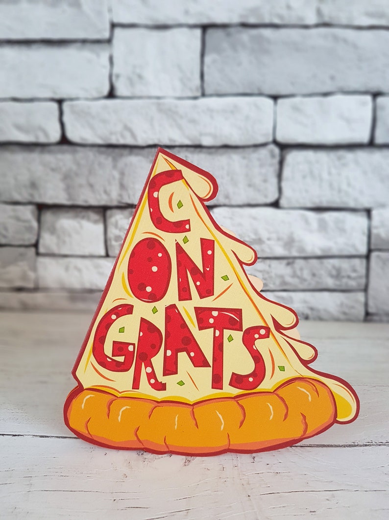 Congratulations Pizza Slice Card, Celebration Card, Any Occasion Card, Well Done Card, Pizza Lover Card, Congrats Card, image 1