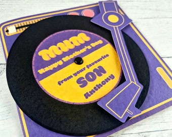 Personalised Record Player Mothers Day Card, Card From Son, Card for Mum, Mother's Day Card, Happy Mother's Day Card, Funny Mum Card