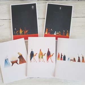 Pack de cartes de Noël de la Nativité de 5, Cartes de Noël religieuses, Pack de cartes de Noël, Pack de 5 cartes de Noël chrétiennes, Pack de cartes Epiphanie